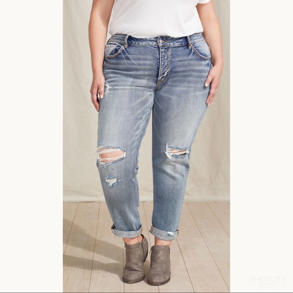 KanCan Denim - KanCan Vintage Medium Tint Boyfriend Jean Distressed Women’s Size 14